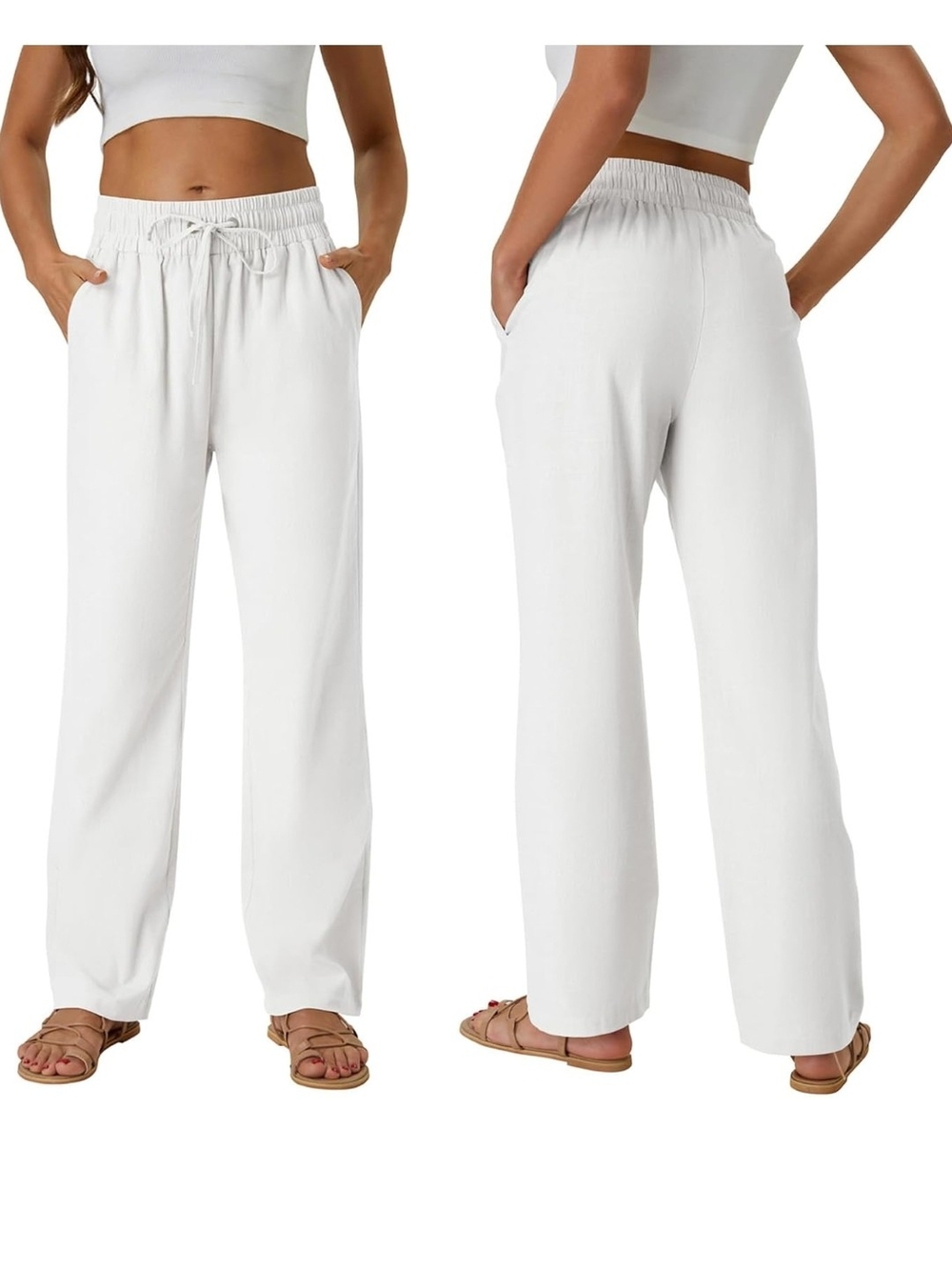 NWT -  Relaxed Drawstring Wide-Leg Pants - White